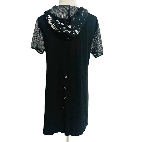 Dolcezza Size Large Top Blouse Short Sleeve Simply Art Hoodie Mesh Sleeves - Picture 5 of 7